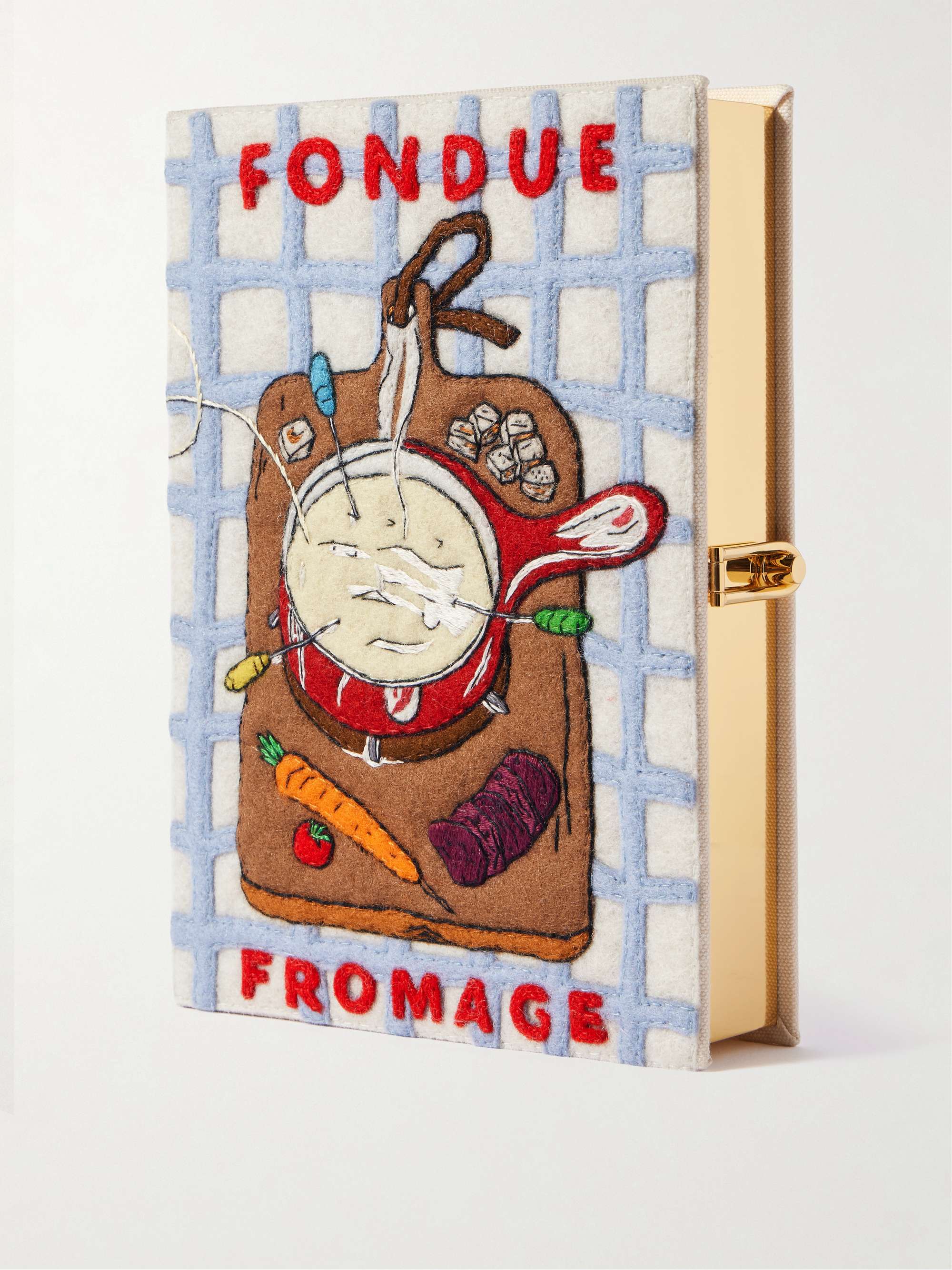 Fondue Fromage Embroidered Appliqu&amp;eacute;d Canvas Clutch