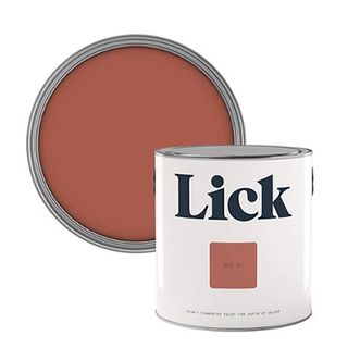 Lick Red 01 paint can on white background