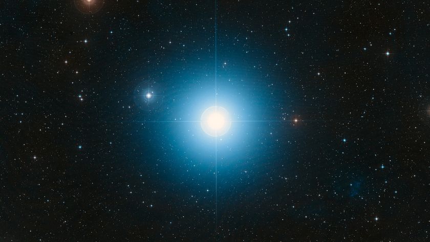 An illustration of a blue glowing star representing formalhaut. 