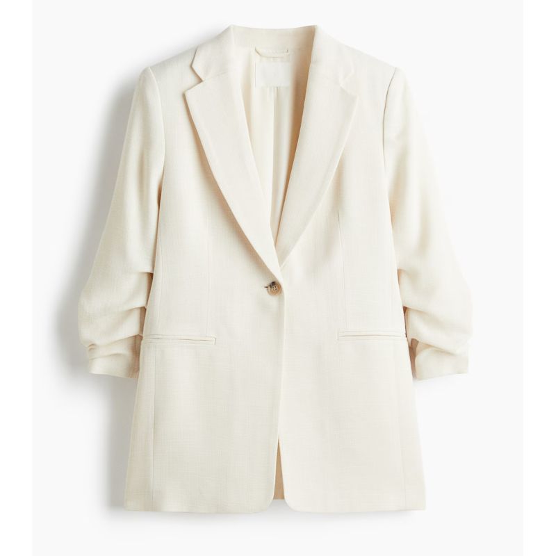 H&amp;amp;M, Gathered-sleeve blazer