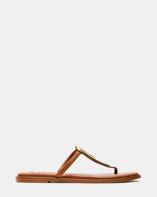 Knola Cognac Leather Thong Sandal | Women's Sandals – Steve Madden