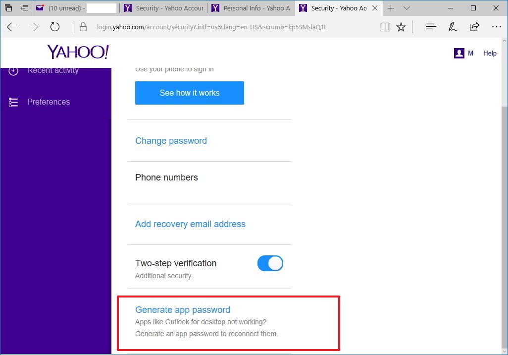 How to configure a Yahoo email account on the Outlook 2016 desktop app ...