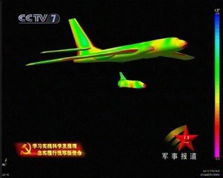 Alleged screenshot of coverage by China’s official military television channel depicting a Shenlong test flight.