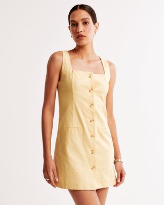 The A&f Mara Squareneck Linen-Blend Vest Mini Dress