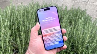 Memory Movie prompt on an iPhone 15 Pro running Apple Intelligence