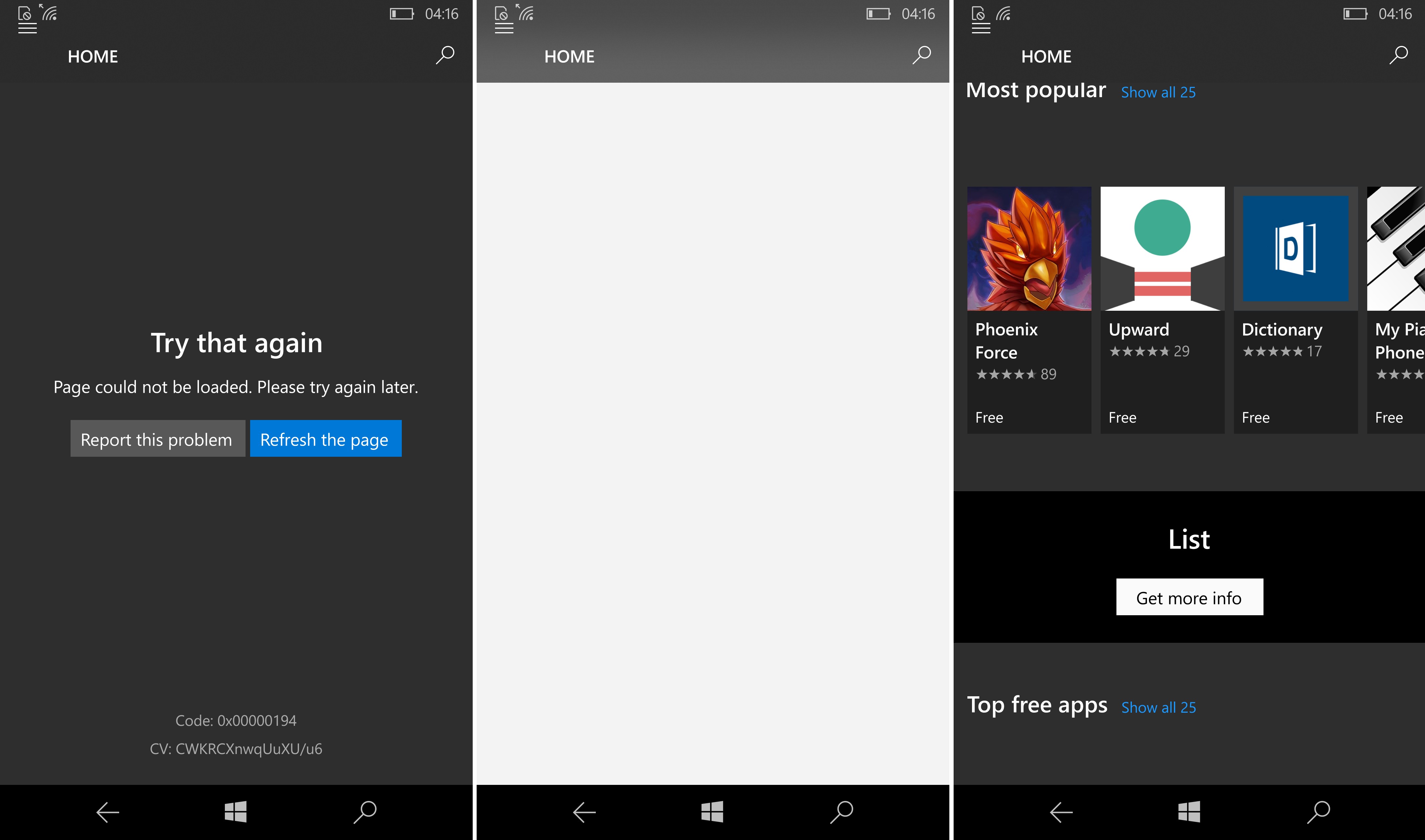 Microsoft Store on Windows 10 Mobile