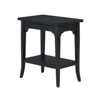 Beautiful Marais Side Table With Lower Shelf and Solid Wood Frame by Drew Barrymore, Rich Black Finish