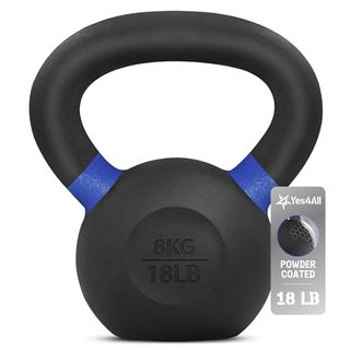 Yes4all Cast Iron Kettlebell - 8 Kg, Dark Blue - Non Slip, Portable, Strength Training