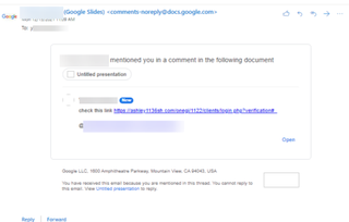 An example of the spear phishing exploit on Google Docs