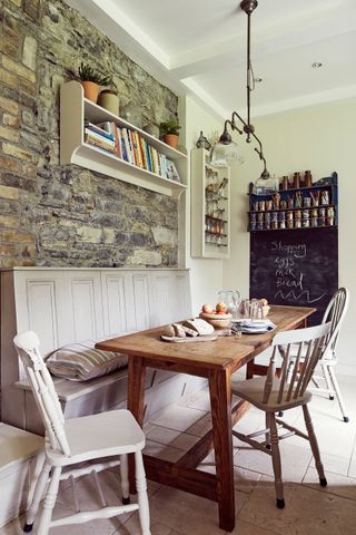 country kitchen in converted Irish schoolhouse by the canal