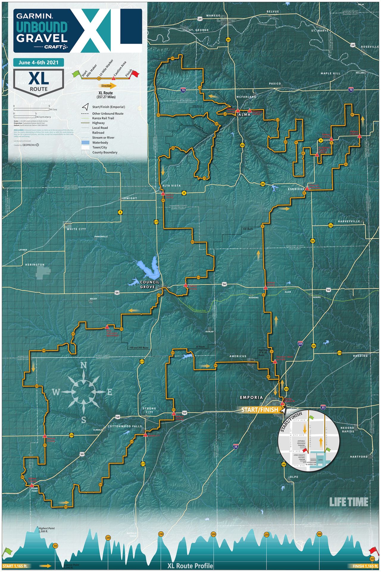 2021 Unbound Gravel XL map