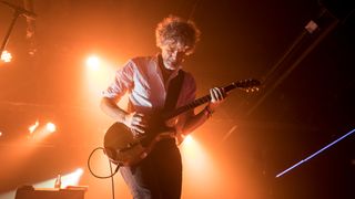 Amedeo Pace of Blonde Redhead performs in concert at Razzmatazz 2 on February 25, 2017 in Barcelona, Spain.