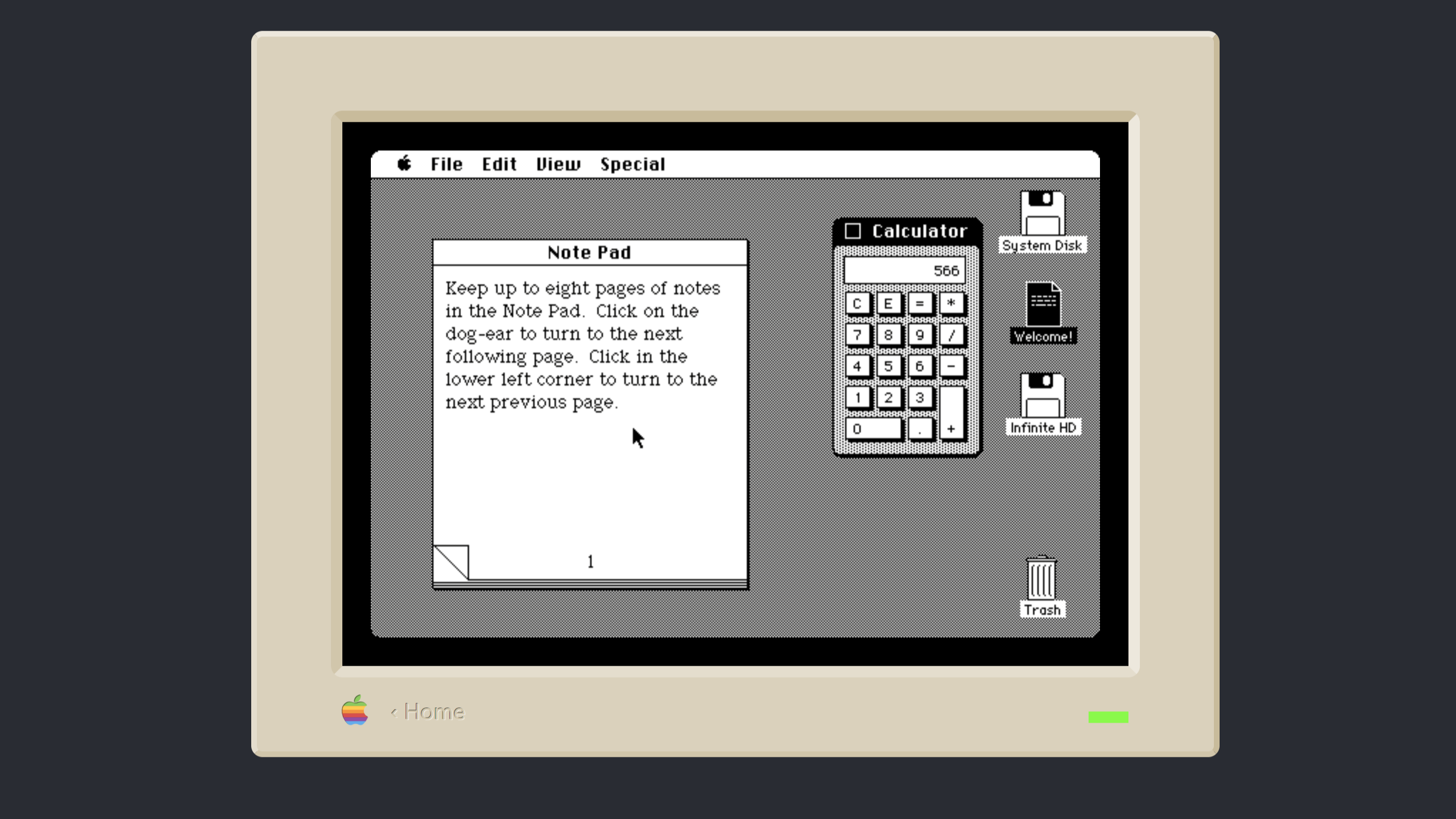 An old version of macOS running in a modern browser.