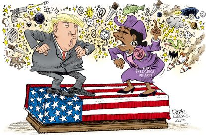 Political cartoon U.S. Trump Frederica Wilson fallen soldier
