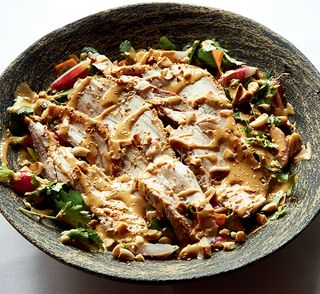 The pork belly also makes a delicious salad when served cold, tossed with a rich, Chinese-inspired sesame dressing.