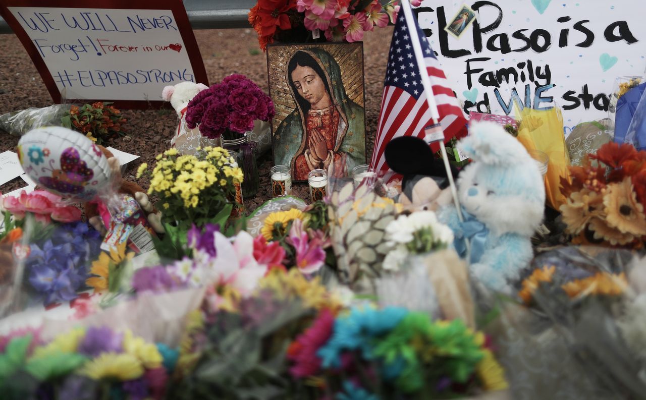 Memorial outside the site of the El Paso shooting.