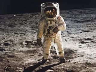 Buzz Aldrin on the Moon in 1969