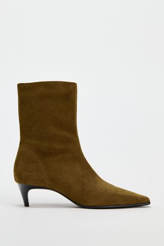 Split Suede Kitten Heel Ankle Boots