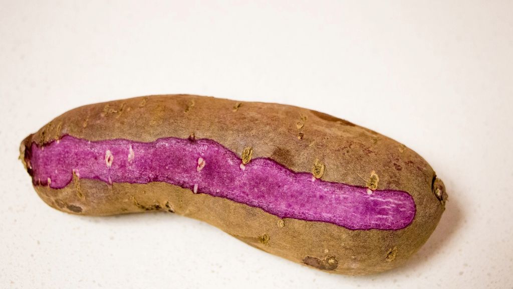 isolated focus on purple yam