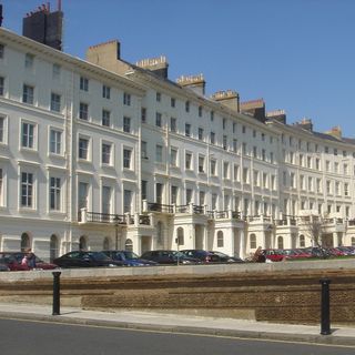 hove town with white building