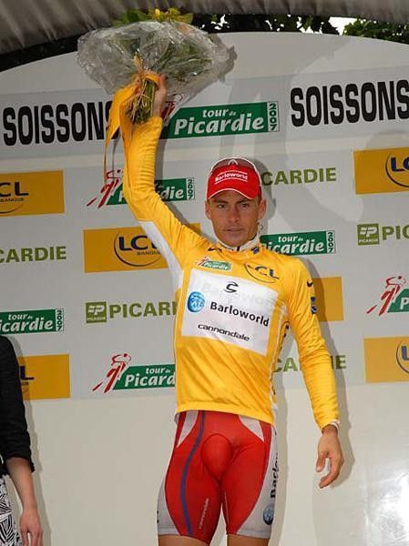 Hunter in yellow during the Tour de Picardie.
