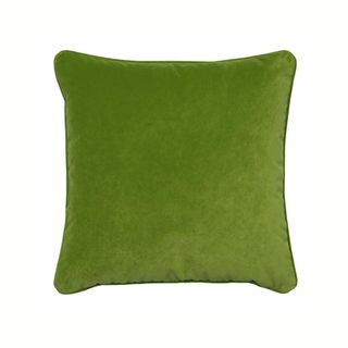 A square green velvet outdoor cushion