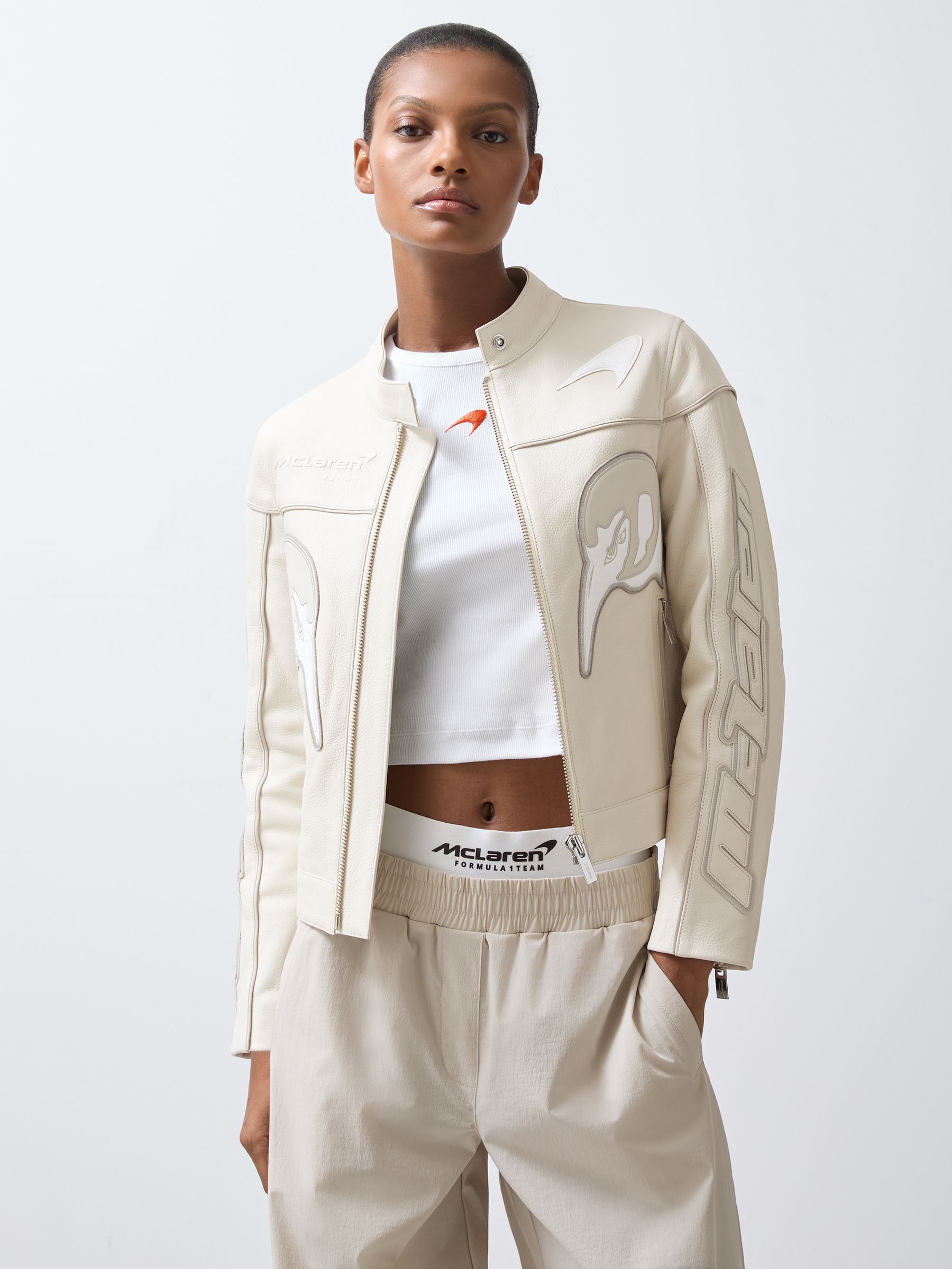 McLaren F1 team leather bicycle jacket wearing white