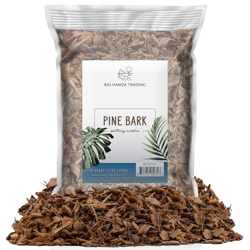 100% Natural Pine Bark Mulch Nuggets (8 Quarts), Small Mulch Chips for Indoor/outdoor Container Gardening, Ideal for Soil Supplement, Houseplant Mulch