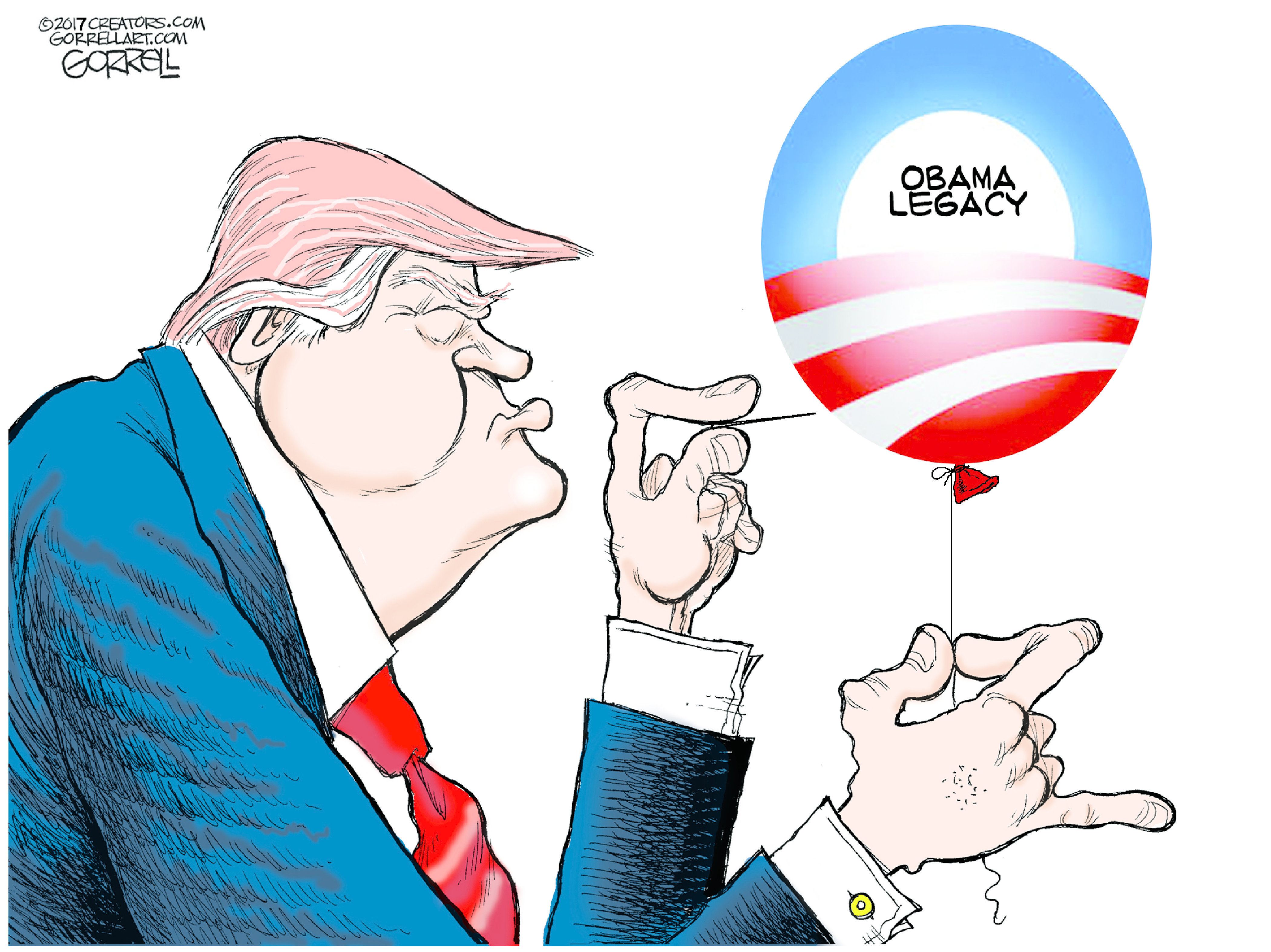 Political Cartoon U.S. Donald Trump monster truck Obama legacy