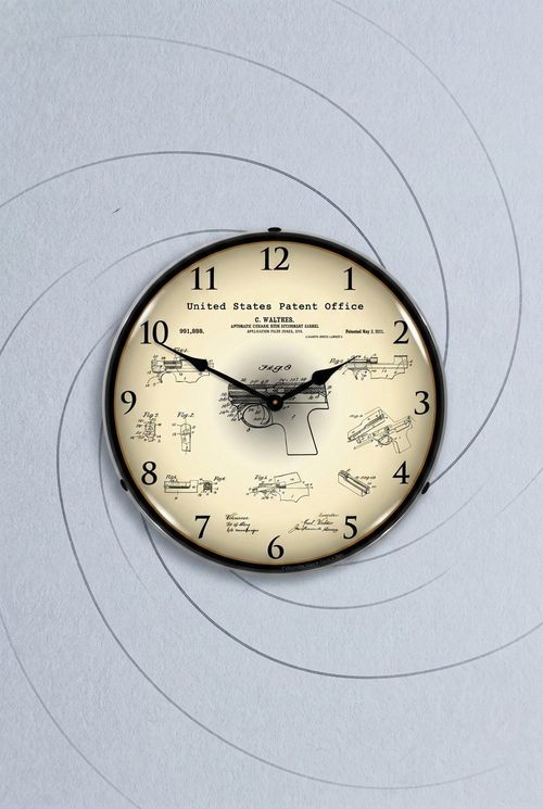 Walther PPK Patent Backlit Clock