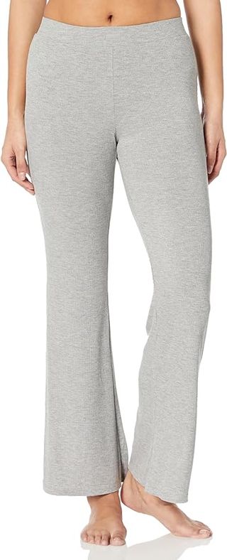 Steve Madden Women's Ribbed Flare-Leg Sleep Pants, Heather Grey, X-Large