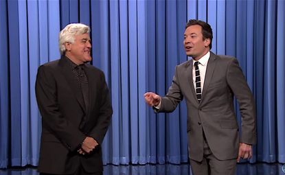 Jay Leno tags in during Jimmy Fallon's monologue
