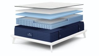 Exploded diagram showing the different layers of the DreamCloud Hybrid mattress