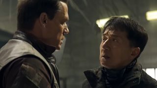 Jackie Chan and John Cena facing one another in Hidden Strike 
