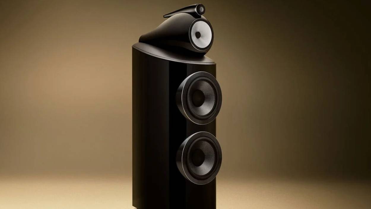 The Bowers &amp;amp; Wilkin 800 Series Diamond 801 D5 on an orange background.