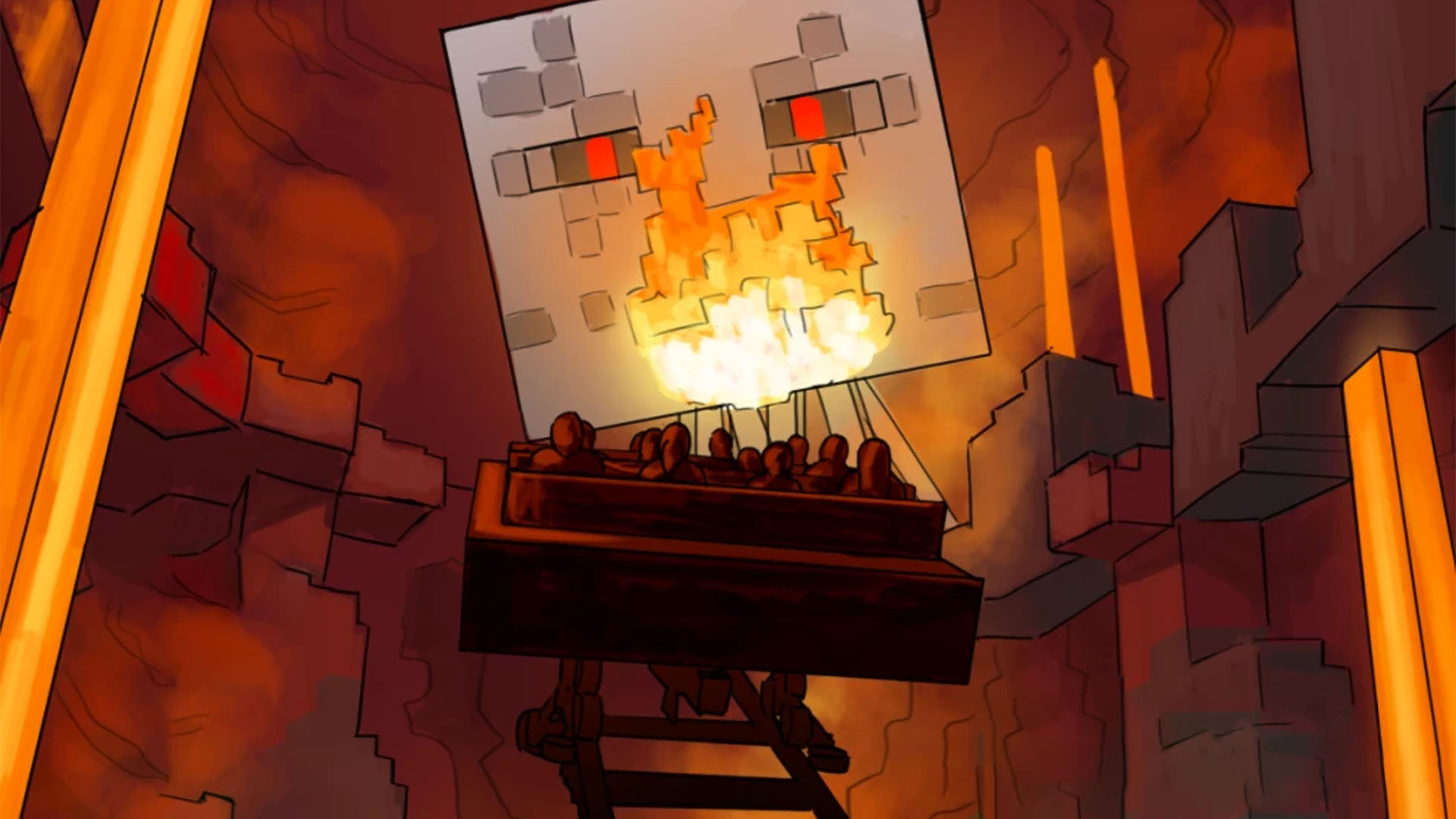 A concept image of a Minecraft rollercoaster.