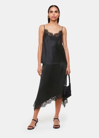 Midi skirt with lace trim