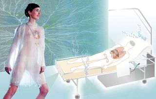 In the future, perfume-emitting clothes will encase wearers in mood altering smell bubbles.