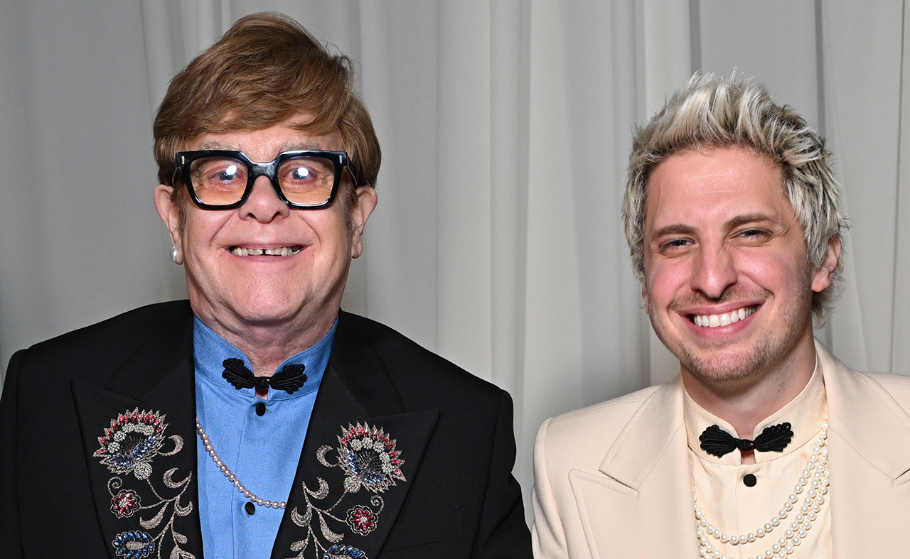 Elton John and Andrew Watt attend the press conference during Elton John AIDS Foundation's 33rd Annual Academy Awards Viewing Party on March 02, 2025.