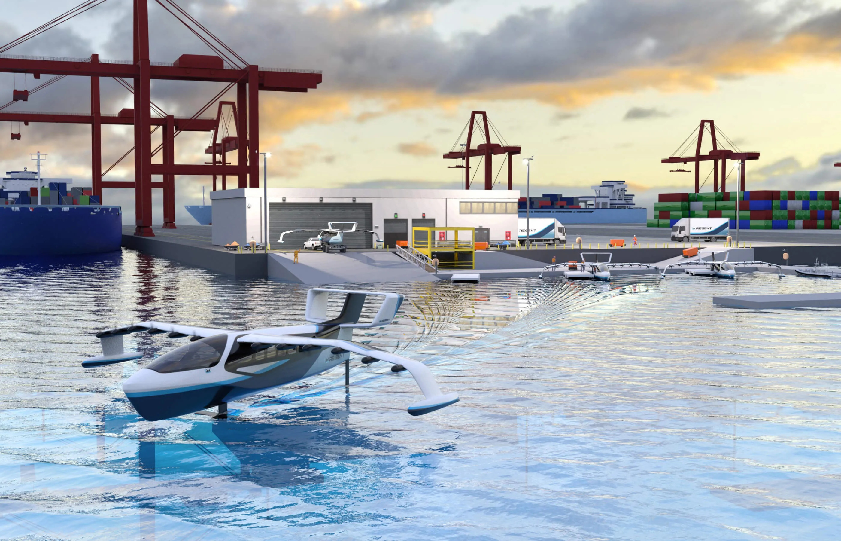 A render of the Regent Viceroy seaglider in foiling mode