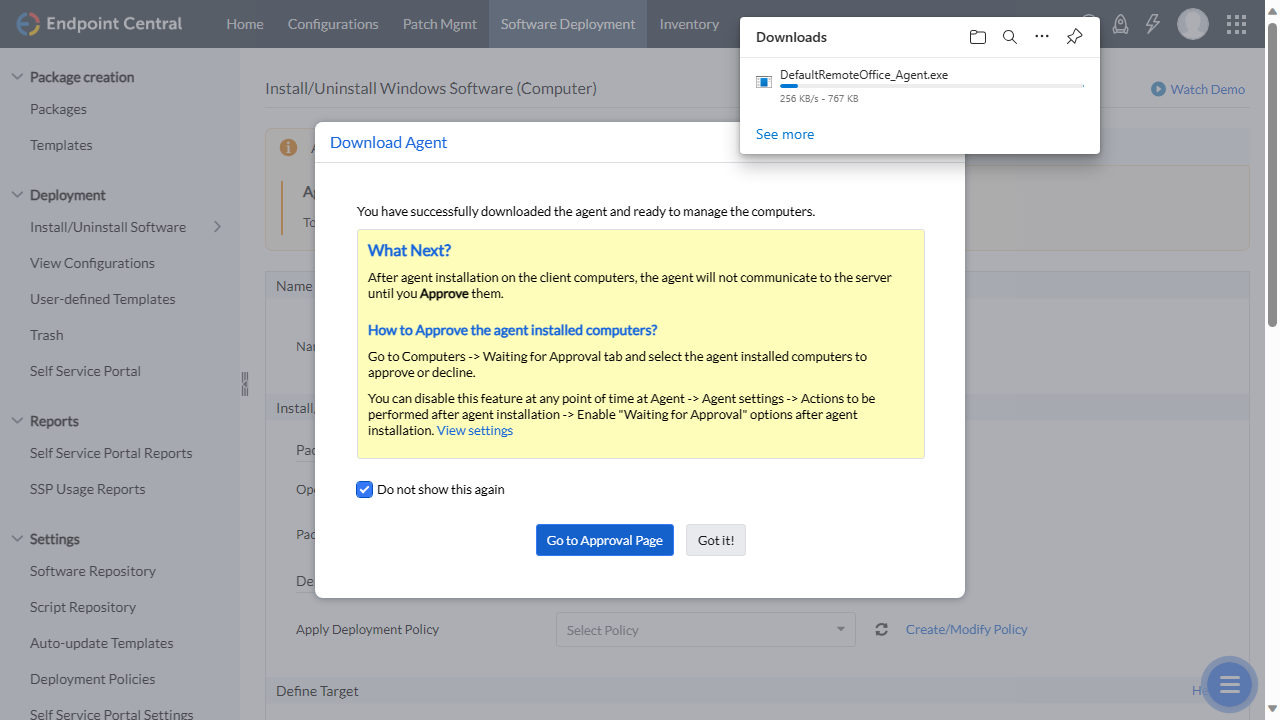 ManageEngine Endpoint Central: Setup