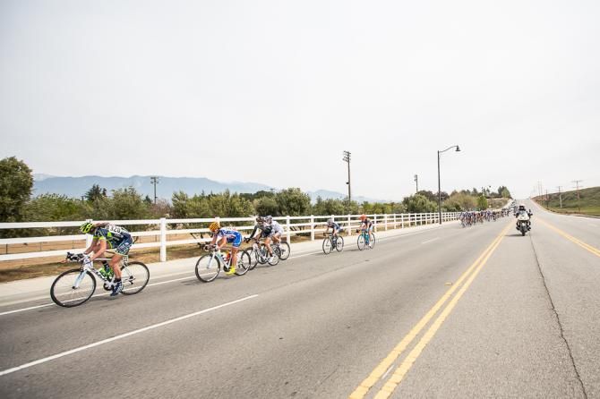A small group tries to get clear on the final lap
