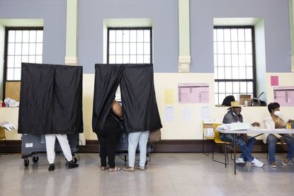 Voting booth in Philadelphia, Pennsylvania