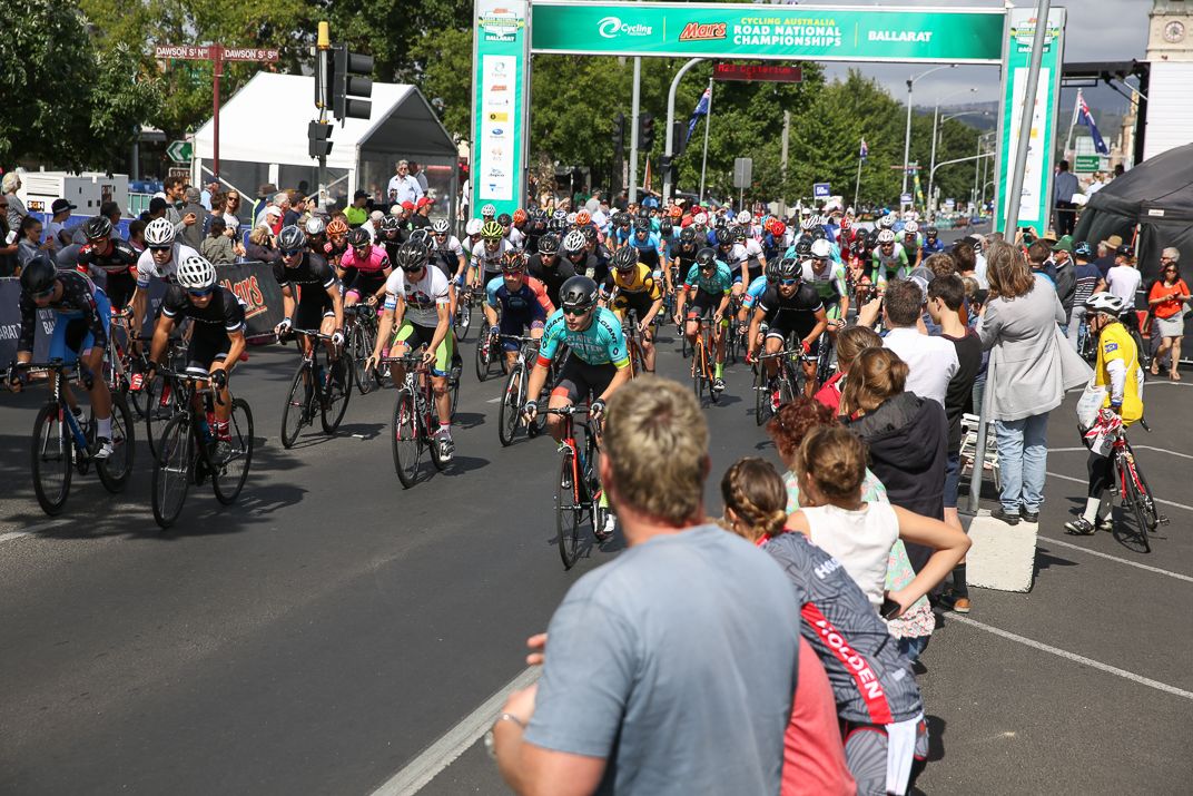Fans watch on during the under 23 men's race