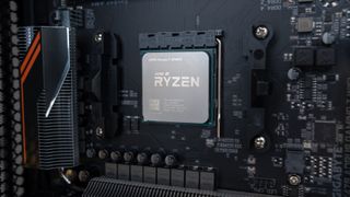 A Ryzen CPU in a motherboard