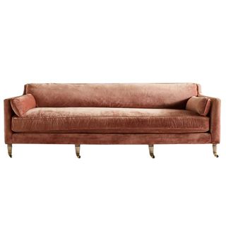 A velvet pink sofa