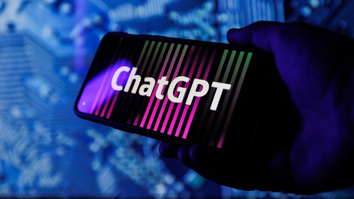 ChatGPT OpenAI logo on smartphone in conceptual Artificial intelligence futuristic background