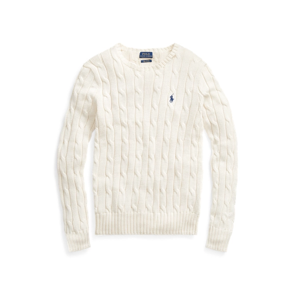 Ralph Lauren, Cable-Knit Cotton Crewneck Sweater