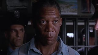 Morgan Freeman stands shocked in the middle of a cell in The Shawshank Redemption.