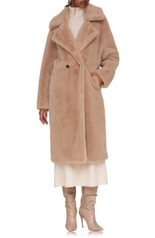 Avec Les Filles, Double Breasted Faux Fur Longline Coat